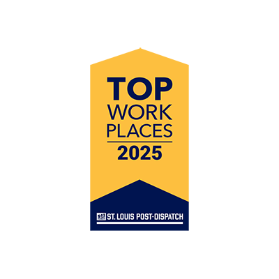 award logo that says top workplaces 2025 from the St Louis Post Dispatch